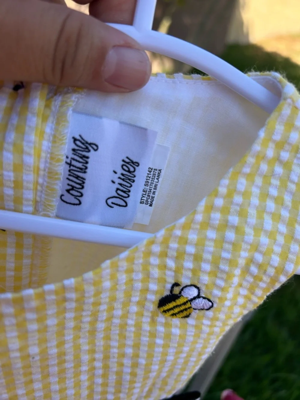 Yellow Bee Embroidered Girls' Casual Dress with Polka Dot Trim